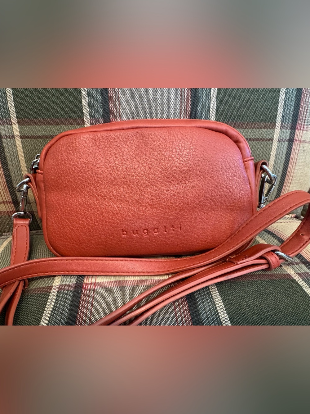 Bugatti Rust Pebbled Leather Crossbody Bag